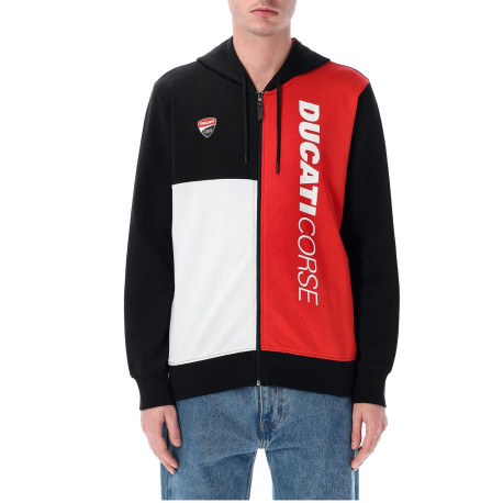 Mikina na zip DUCATI Corse, (červená, černá, bílá)