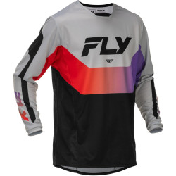 Dres KINETIC, FLY RACING - USA 2026 (šedá/červená/fialová/černá)