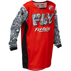 Dres KINETIC MUTANT, FLY RACING - USA 2026 dětské (červená/bílá/černá)