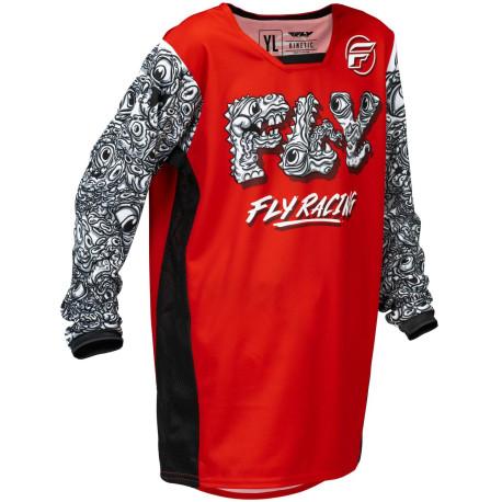 Dres KINETIC MUTANT, FLY RACING - USA 2026 dětské (červená/bílá/černá)