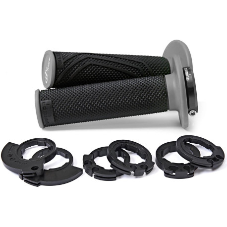 Gripy LOCK-ON D100 (offroad) délka 125/130 mm (6 vaček), DOMINO (černo-šedé)