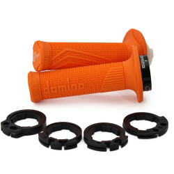 Gripy LOCK-ON D100 (offroad) délka 125/130 mm (4 vačky), DOMINO (oranžové)
