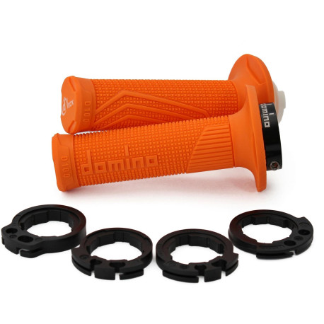 Gripy LOCK-ON D100 (offroad) délka 125/130 mm (4 vačky), DOMINO (oranžové)