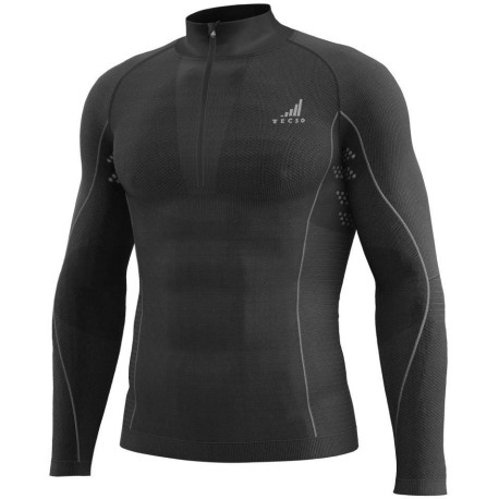 Funkční triko s dlouhým rukávem a límcem na zip K-MERINO, unisex TECSO (černá)