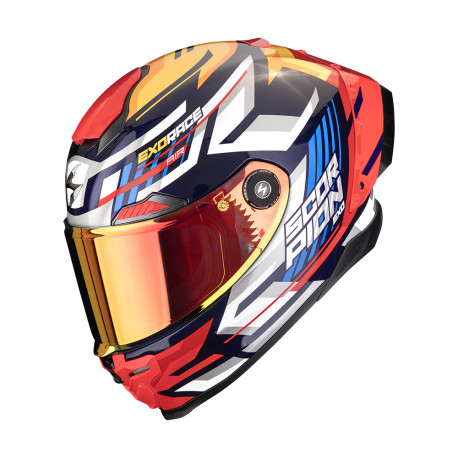Moto přilba SCORPION EXO-RACE AIR KOBRA FIM2 modro/žluto/červená