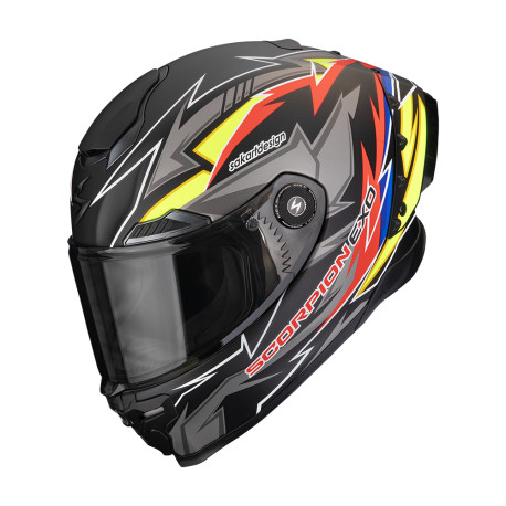 Moto přilba SCORPION EXO-RACE AIR MOVE ON FIM2 matná černo/červeno/žlutá