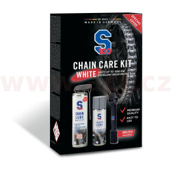 S100 sada péče o řetěz (mazivo, čistič, kartáč) - Chain Care Kit (White Lube)