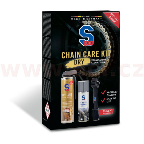S100 sada péče o řetěz vč. transparentního maziva - Chain Care Kit (Dry Lube)