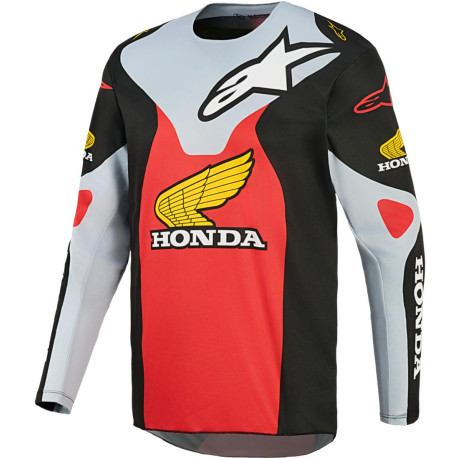 Dres RACER VEIL HONDA kolekce, ALPINESTARS (černá/šedá/červená/žlutá) 2026