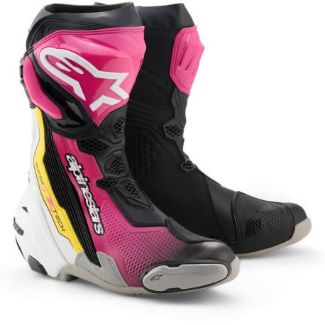 Boty SUPERTECH R, ALPINESTARS (černá/bílá/růžová/žlutá) 2026
