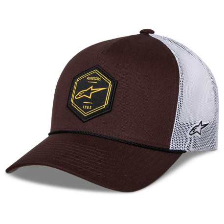 Kšiltovka HEXEON TRUCKER, ALPINESTARS (hnědá/bílá)