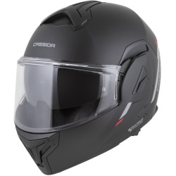 Moto přilba Cassida MultiFlip Solid černá matná/červená/šedá - VÝPRODEJ