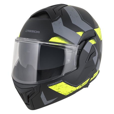 Moto přilba Cassida MultiFlip Korp černá matná/žlutá fluo/šedá - VÝPRODEJ